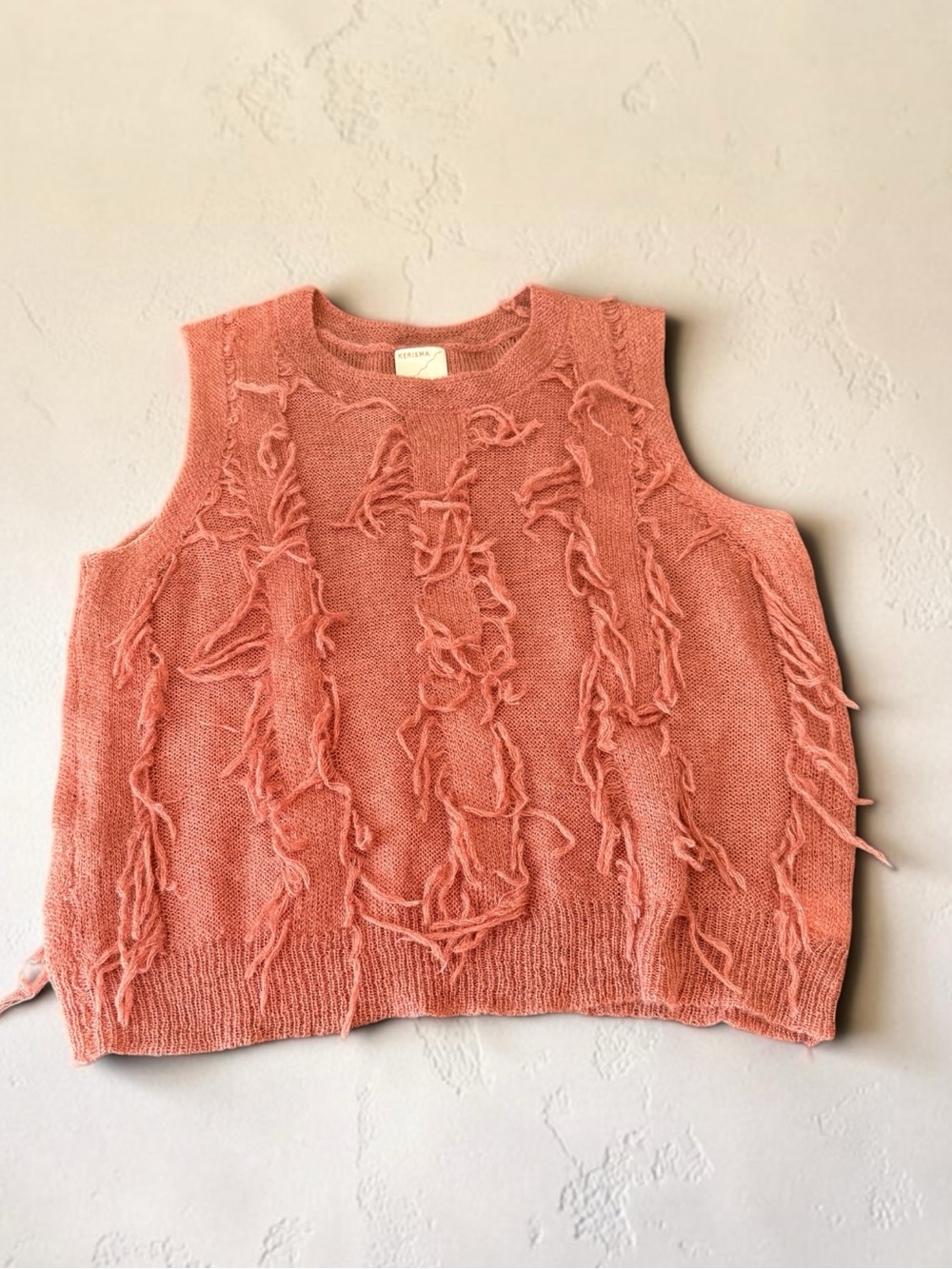 Kerisma Coral Knit Frayed-Detail Sleeveless Tank Vest Large